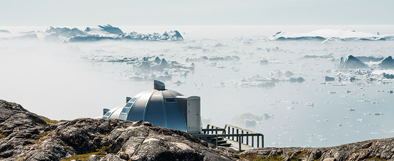 Uitzicht vanuit de iglo, webcam, Ilulissat