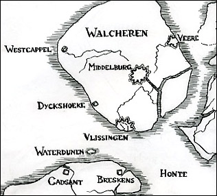 Detail uit de Waterdunen kaart van Peter-Paul Rauwerda