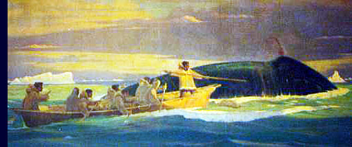 Inuit jagen op een walvis